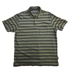 Patagonia Men’s Daily Polo Shirt – Green / Blue Striped – Size Large